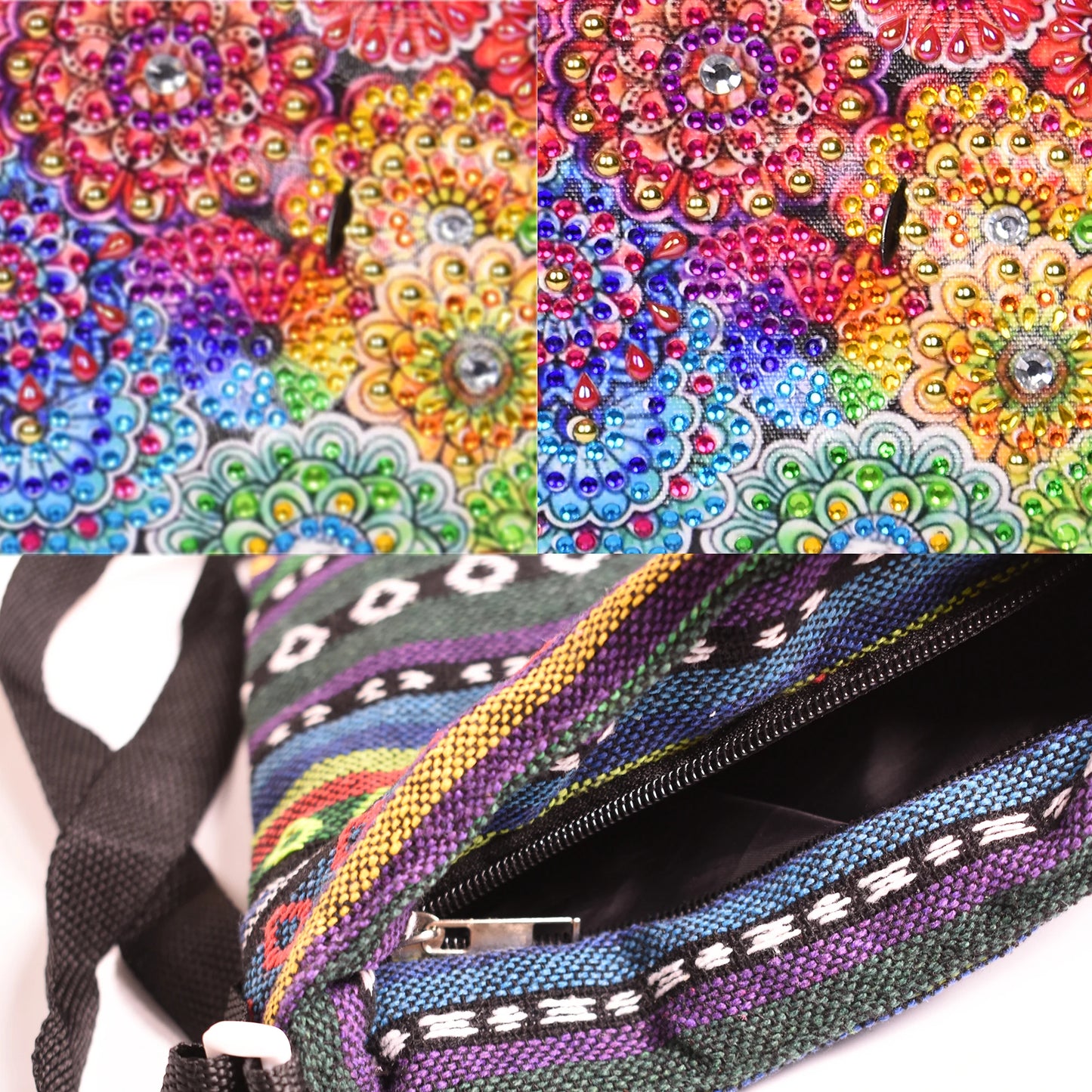1pc/Set DIY Mandalas Diamond Art Purses Canvas Zipper Handbag with Strap Mandalas Diamond Painting Crossbody Bag for Adults