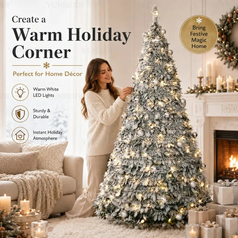 Integrated Foldable Christmas Tree with Ornaments LED Lights High-end Christmas Tree 150cm/180cm Home Christmas Party Decoration