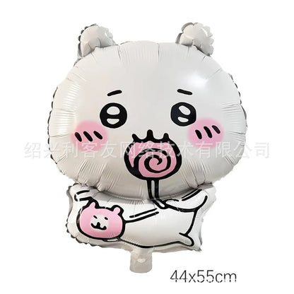 kawaii Chiikawa Birthday Party Disposable tableware Banner Cake Topper Hanging Flag Latex Foil Balloons Birthday Decorations Toy