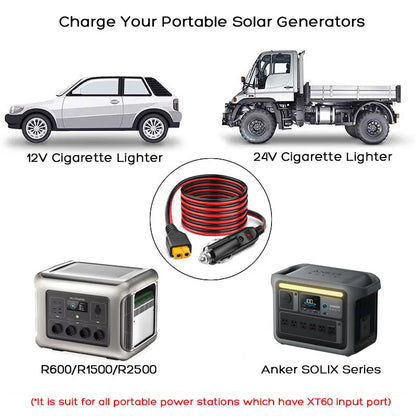 3m 2m 1.5m Car Cigarette Lighter to XT60 Cable for ALLPOWERS R600 R1500 Oukitel P1000E/P1500/P2001E PLUS Etc. Solar Generators.