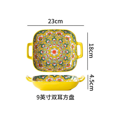 Ceramic Tableware Set Rice Bowl Serving Plate Creative Cutlery Soup Plate Noodle Handle Bowl Sauce Dish Steak Salad Fruit Plate