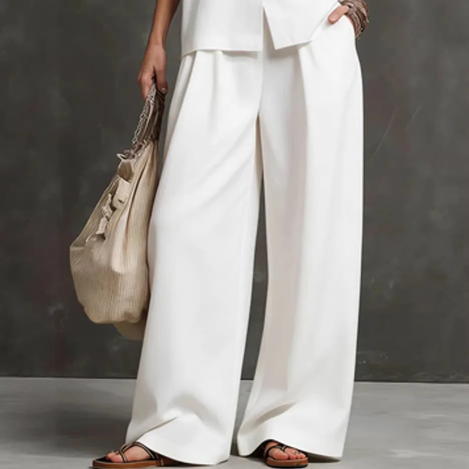 Outfits For Women 2 Piece Set Single-breasted Vest Pocket Solid Color Top Women Pocket Wide-leg Trousers Women's New Summer Suit