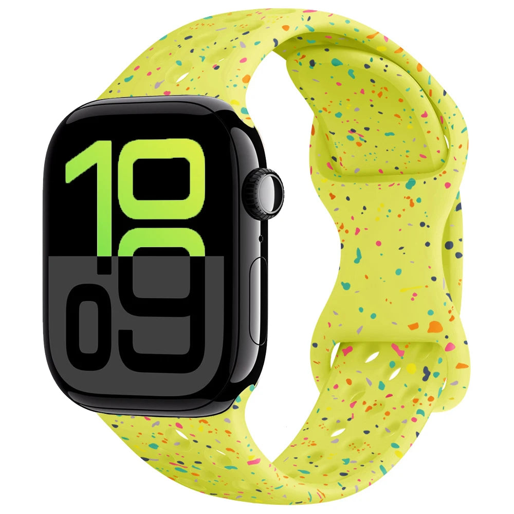 Silicone Strap For Apple Watch 11 10 9 8 7 46mm 45mm 42mm 41mm Ultra 3/2 49mm Breathable Bracelet Wristband iWatch 6 5 4 SE 44mm