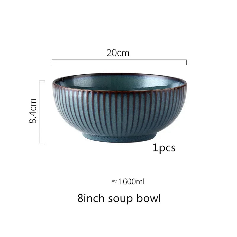 Blue kiln glaze tableware, ceramic rice salad, plate, plate, fish plate, tableware dinner set plates and dishes