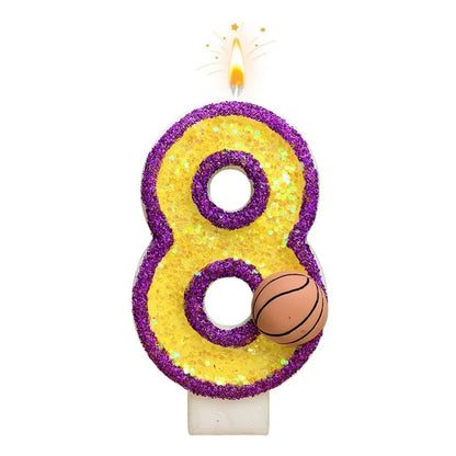 New 0-9 Number Birthday Candles Original Purple Edged Gold Basketball Birthday Cake Digital Party Anniversary Candle Decoration