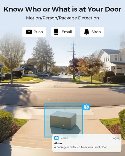 REOLINK Smart 5MP PoE Video Doorbell IP Security Camera Chime, Black 4:3 White 3:4 Aspect Ratio 2-Way Talk Secured Local Storage
