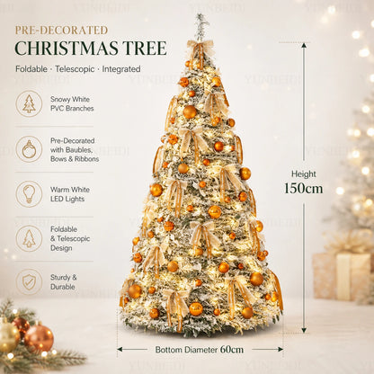 Integrated Christmas Tree Foldable with Ornaments LED Lights High Grade Christmas Tree 120cm To 180cm Home Christmas Party Decor