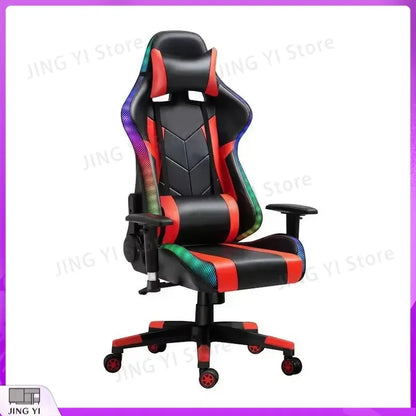 Black Red Gaming Chair with 180° Reclining Backrest Adjustable Height Ergonomic Office Computer Chair Retractable Footrest