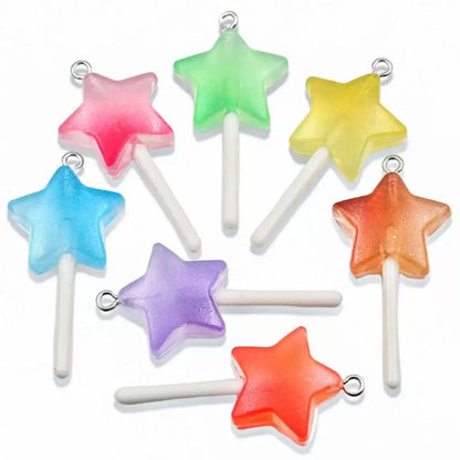 10pcs Cute Lollipops Pretend Play Food Pendants Crafts DIY Handmade Jewelry for Earring Necklace Keychain