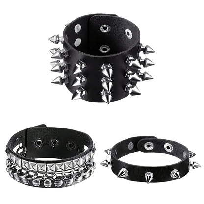 T5UF Stylish Punk Rock Bracelet Square Rivets Punk Wristband Trendy Gothic Jewelry Suitable for Individuality and Comfort