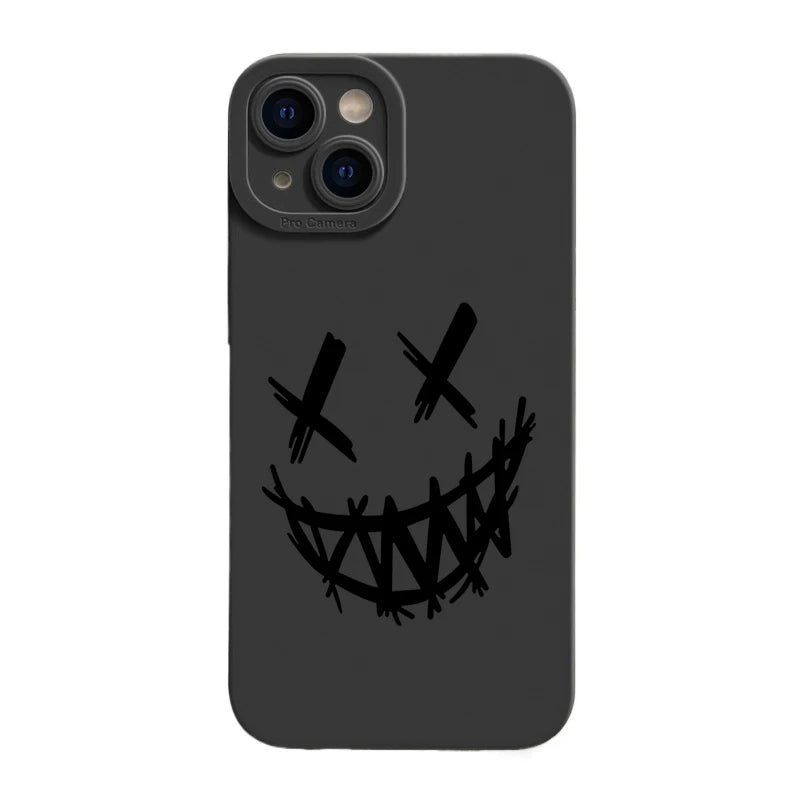 Smiling Devil Phone Case For iPhone 11 12 13 14 15 Pro Max Mini 7 8 Plus X XS Max XR Matte Shockproof Fashion Cases Back Cover