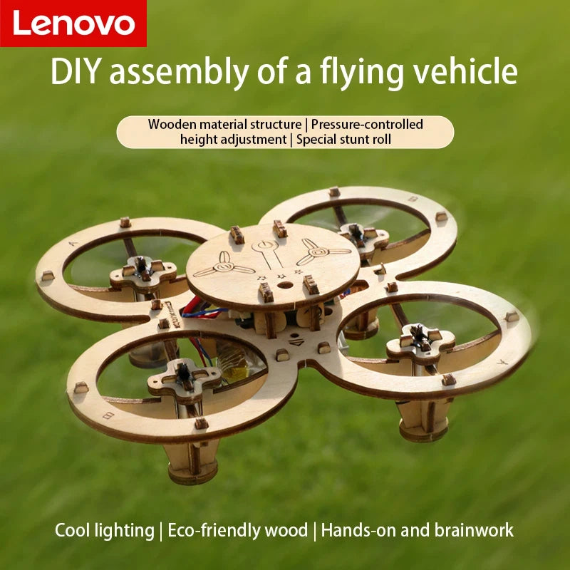 DIY Wooden Drone Kit Wooden Assembled Remote Control Toy Fixed Kit Remote Controlled Toys DIY Kit Training Quadcopters For Kids