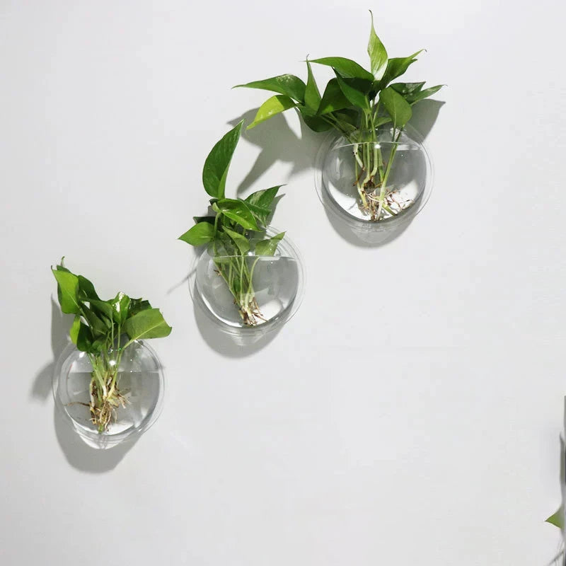 2/4/6/8 Pack Wall Hanging Glass Terrarium - Self-Watering Hydroponic Planter for Home Office Decor, Handmade Round Crystal Vase