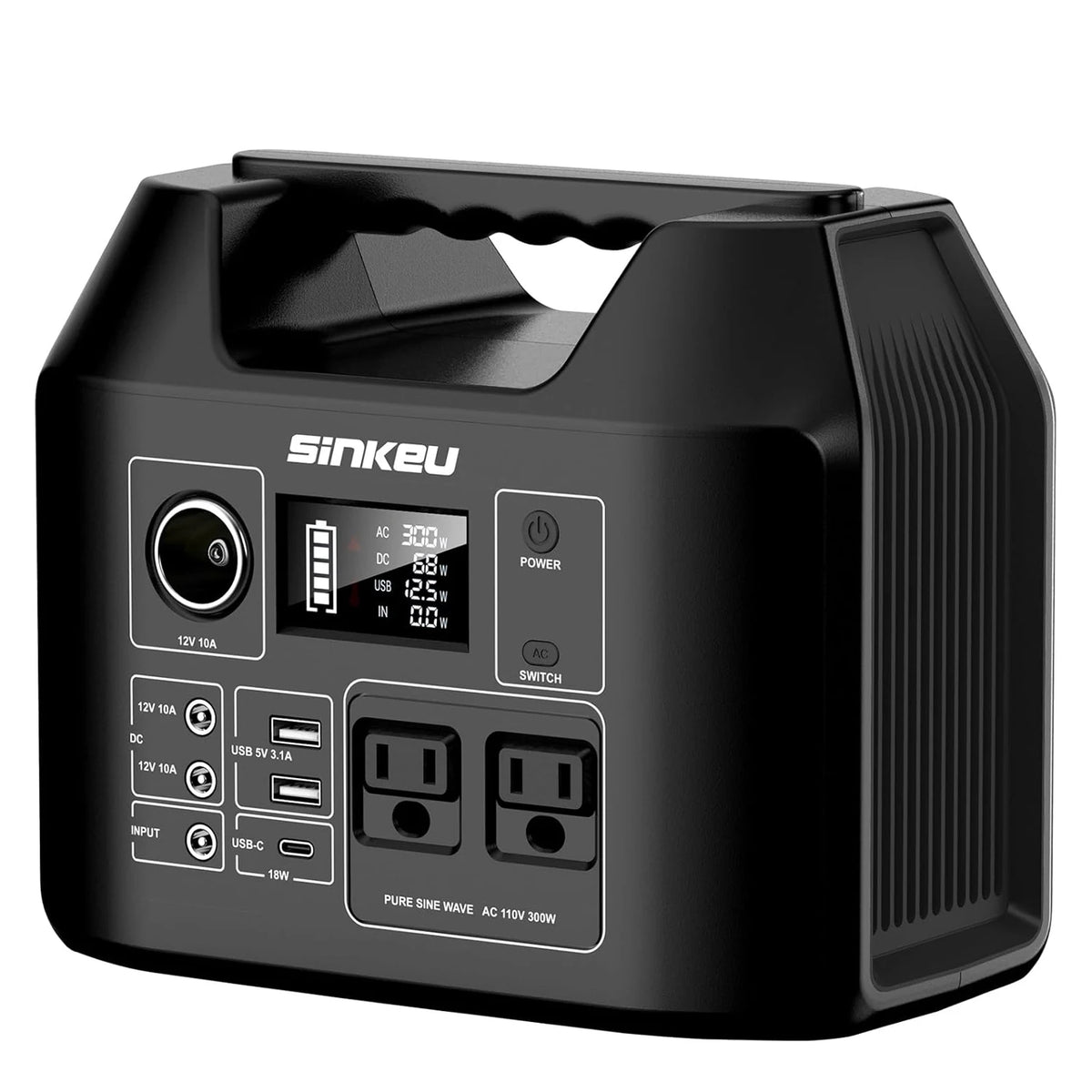 Portable Power Station 300W Solar Generator 256Wh 80000mAh Power Bank 110V AC/DC/USB/USB C LiFePO4 Battery Pack For Camping CPAP