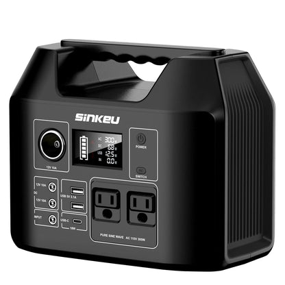 Portable Power Station 300W Solar Generator 256Wh 80000mAh Power Bank 110V AC/DC/USB/USB C LiFePO4 Battery Pack For Camping CPAP