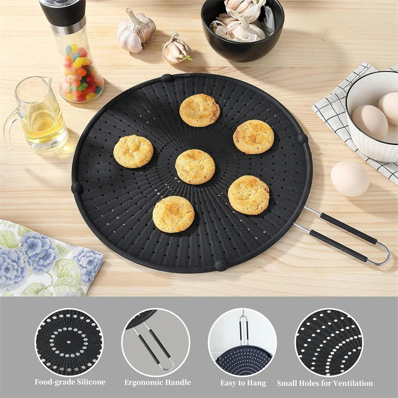 Silicone Splatter Screen for Frying Pan,13inch Grease Splatter Guard,Heat-Resistant Splatter Guards for Cooking,Dishwasher Safe