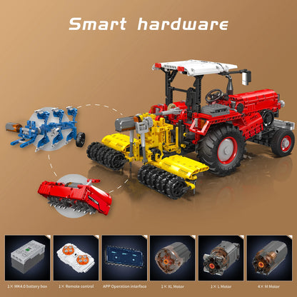 Mould King 17064 Farm Tractor Building-Blocks Set, RC High-Tech Tractor with 6 Motors Farming Vehicles Kids Truck Gift (1857PCS)