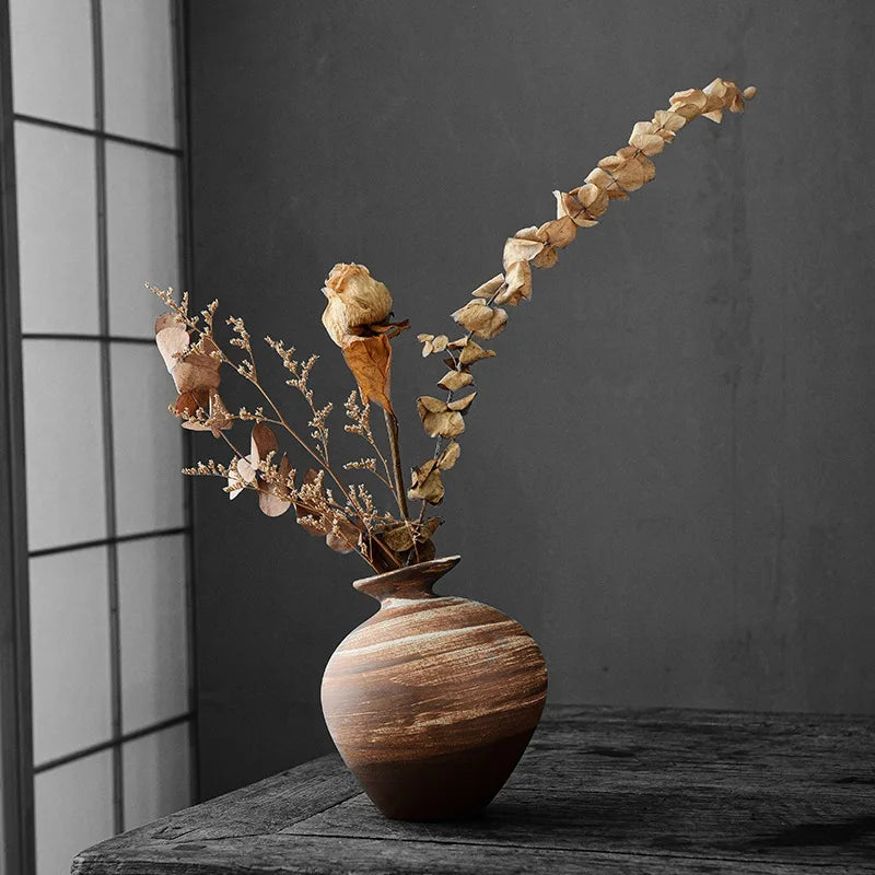 Ceramic Vases, Rough Ceramic Vases, Small Flower Pots, Old-fashioned Floral Arrangements, Table Decorations, Zen Flowers