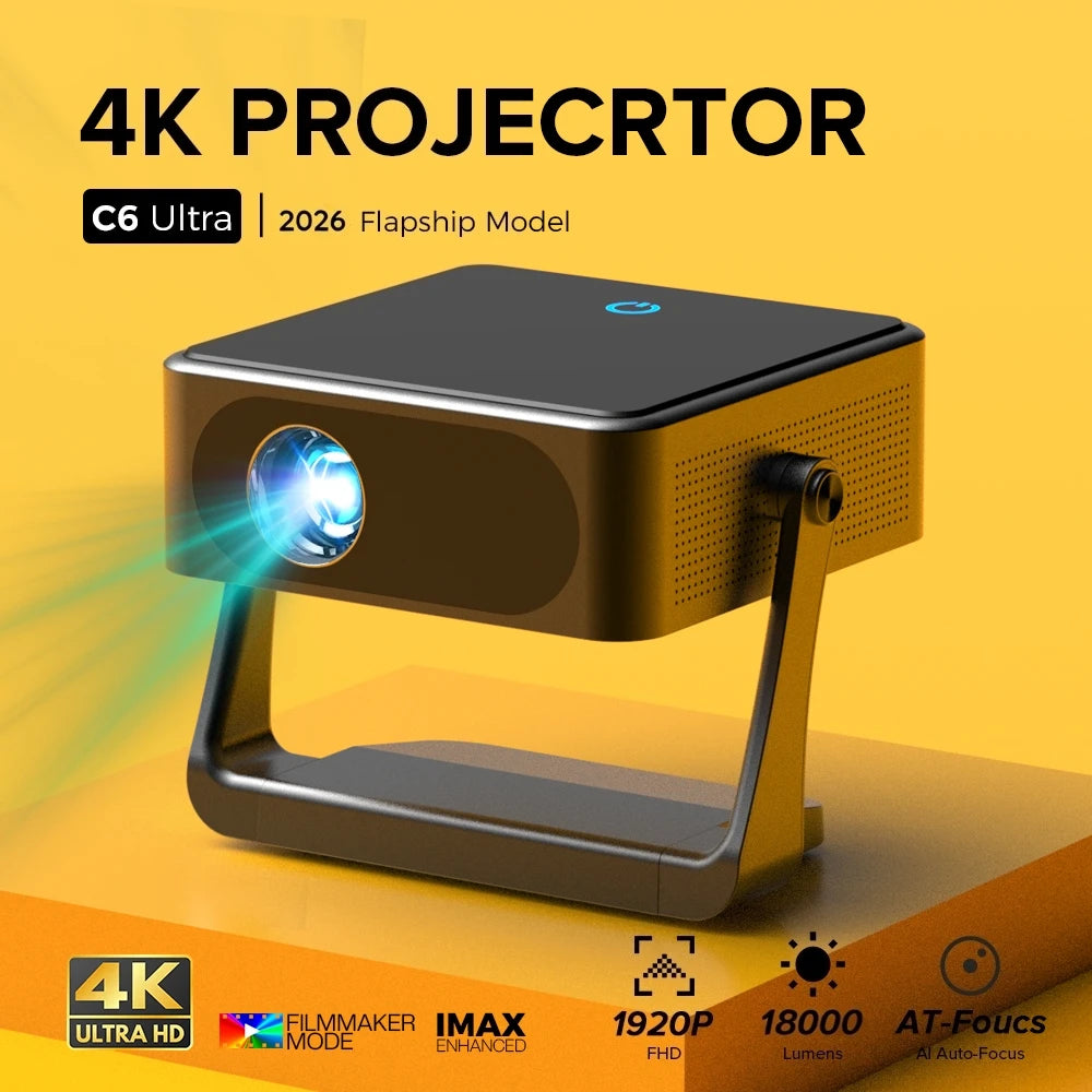 Fintex C6 Ultra Projector 4K FullHD 18000Lumen 1080P HDR10 Proyector 800 ANSI AndroidTV9.0 ASA3.0 Auto Focus Portable Projectors