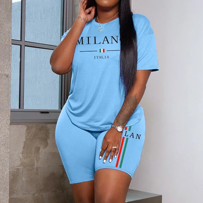 2026 Popular Women's T-shirt Shorts Tracksuit High Quality Summer Home Outdoor Casual Sport 2pcs Set Gym Fitness Outfits