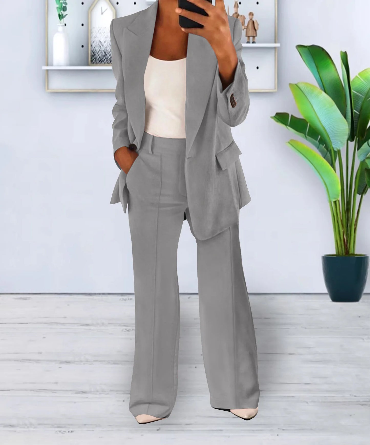 Women Spring Autumn Suit 2 Piece Sets Long Sleeve Jacket Coat High-Waisted Trousers Business Suit Office Ladies Pant Sets Outfit