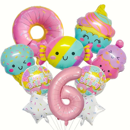 12pcs Ice Cream Balloons Sweet and Fashionable Birthday Party Decorations Pink Numbers for Candy Birthday Party Decorations Gift