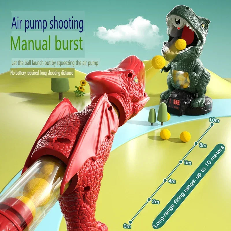 Hungry Shooting Dinosaur Toys Shooting Target Game Toy, Target Shooting Game With Air Pump Gun For Kids, Fun Guns Children Toys