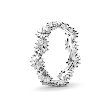 925 Sterling Silver Red Luminous firefly Heart Stone Snowflake Daisy Ring Rings Wedding Fashion Fine Jewelry For Mother Day
