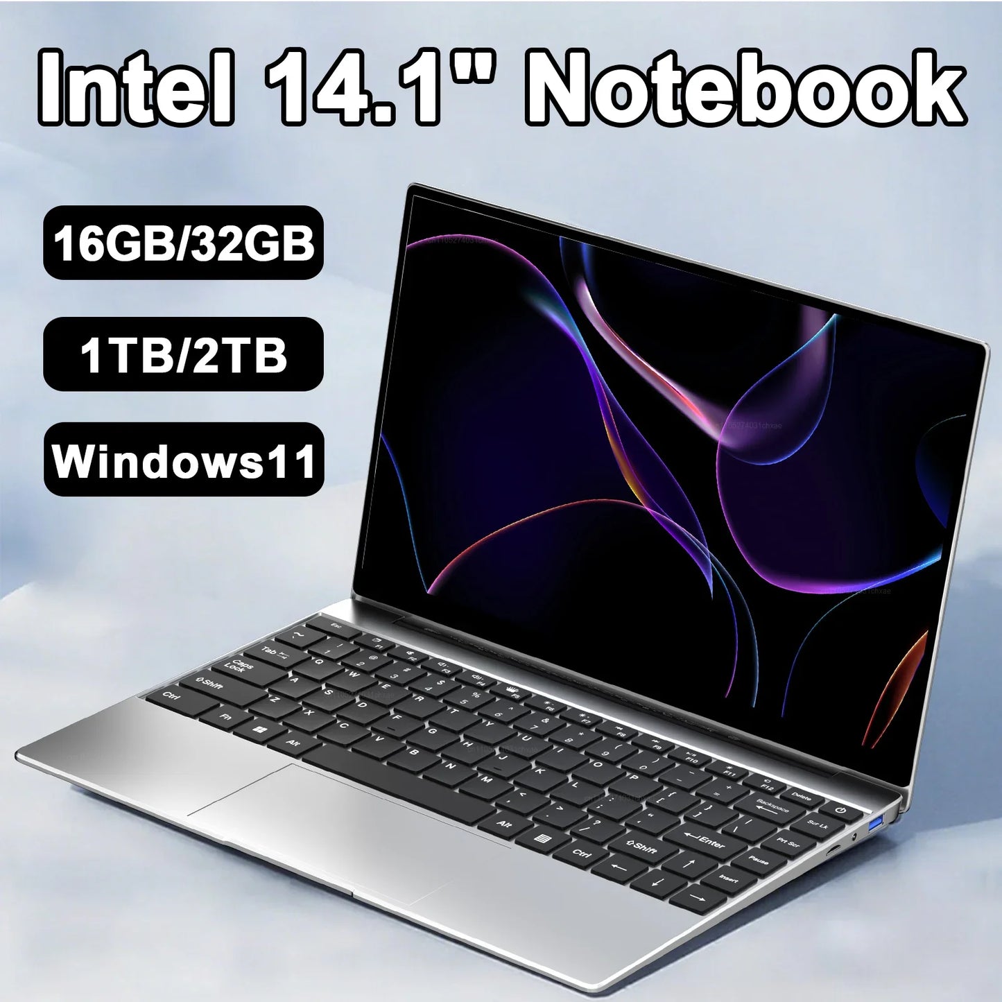 Lightweight Portable 14.1 Inch Student Business Notebook 2026 New Intel N95 Win11 Large Storage Laptop