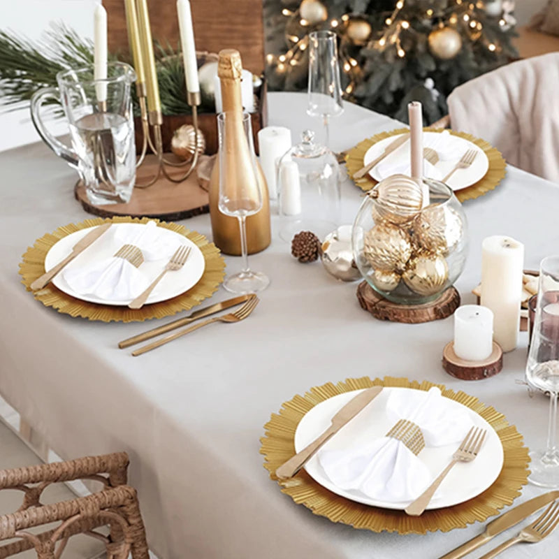 100/50/30/20/10 Pack Gold Charger Plates Luxury Set for Wedding Table Dinner Birthday Party Reception Banquet Holiday Home Decor