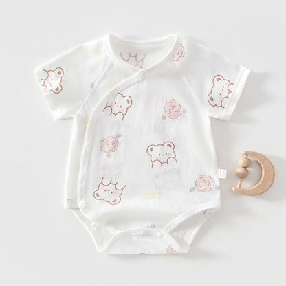 AYNIGIELL Summer Pure Cotton Clothes Newborn Baby Girls Boys Romper Cotton Short-sleeved Bodysuit Infant Baby Clothes
