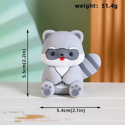 Cartoon Aniamal Cake Dec Little Raccoon Red Panda Cupcake Decoration Jungle Safari Happy Kid Birthday Party Girl Boy Babyshower