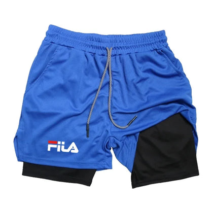 Training Jogging Men's Fitness Jogging Sports Basketball Training Pants 2-in-1 Double-layer Multifunctional Shorts Double Deck