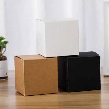 20/50/80Pcs Multi Size Square Kraft Gift Box Black White Brown Fold Packaging Gift Box Proposal Box For Bridal Birthday Party