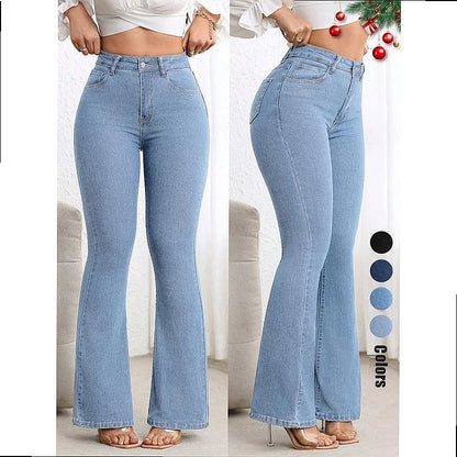 High Waist Flare Jeans Women Stretchy Slim Bootcut Pants Push Up Tummy Control Denim Jeggings Spring Summer