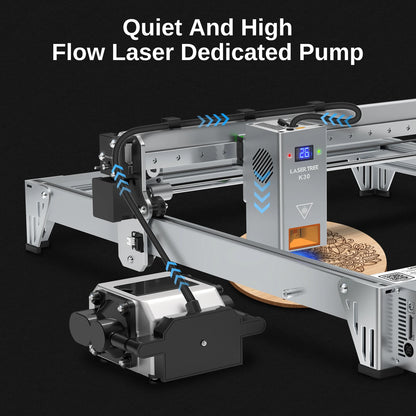 LASER TREE Air Assist Compressor DC 24V Laser Air Assist Pump for Laser Cutter and Engraver Adjustable 10-30 L/Min