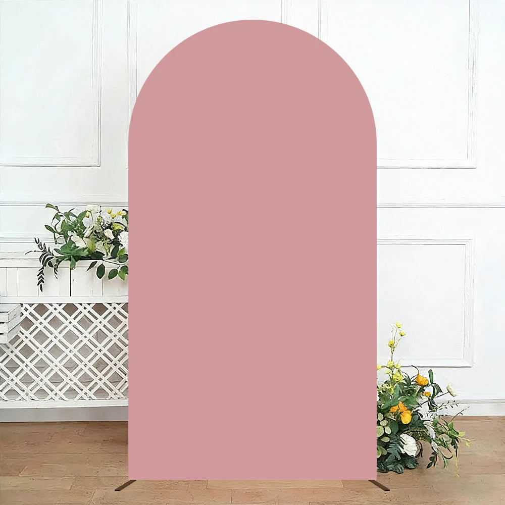 Pink Elastic Arch Backdrop Cover Spandex Fitted 2-Sided Round Top Chiara Arch Backdrop Cover for Wedding Party Birthday Banquet