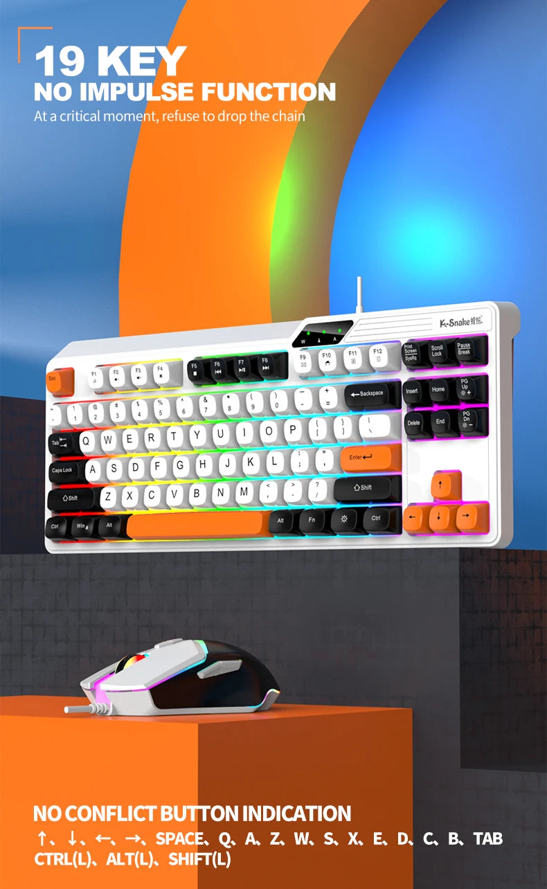 Wired Keyboard and Mouse Set，19-Key Rollover，Office/Gaming Compatible with Desktops and Laptops