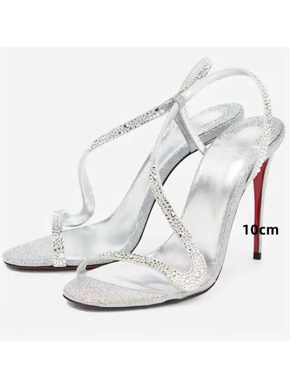 Ladies' Summer New Multi Color Serpentine Grass Stiletto Sandals Sexy Party Fashion Show 35-44 Large Women's Sandals