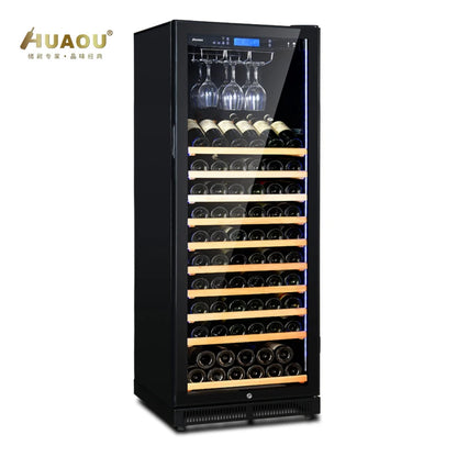 85 Bottle 24 Inch Freestanding Wine Cooler Beer and Wine Fridge with Hanging Cup Rack for Home Bar Kitchen Storage System