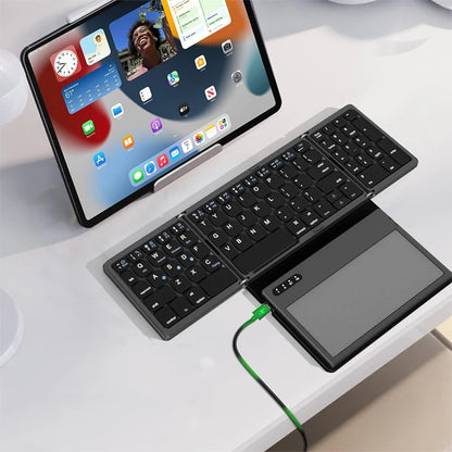 Foldable Bluetooth-Compatible Keyboard with Large Touchpad Pocket-Sized Keyboard Ultra Slim Keyboard for Android/IOS/OS/Win/HMS