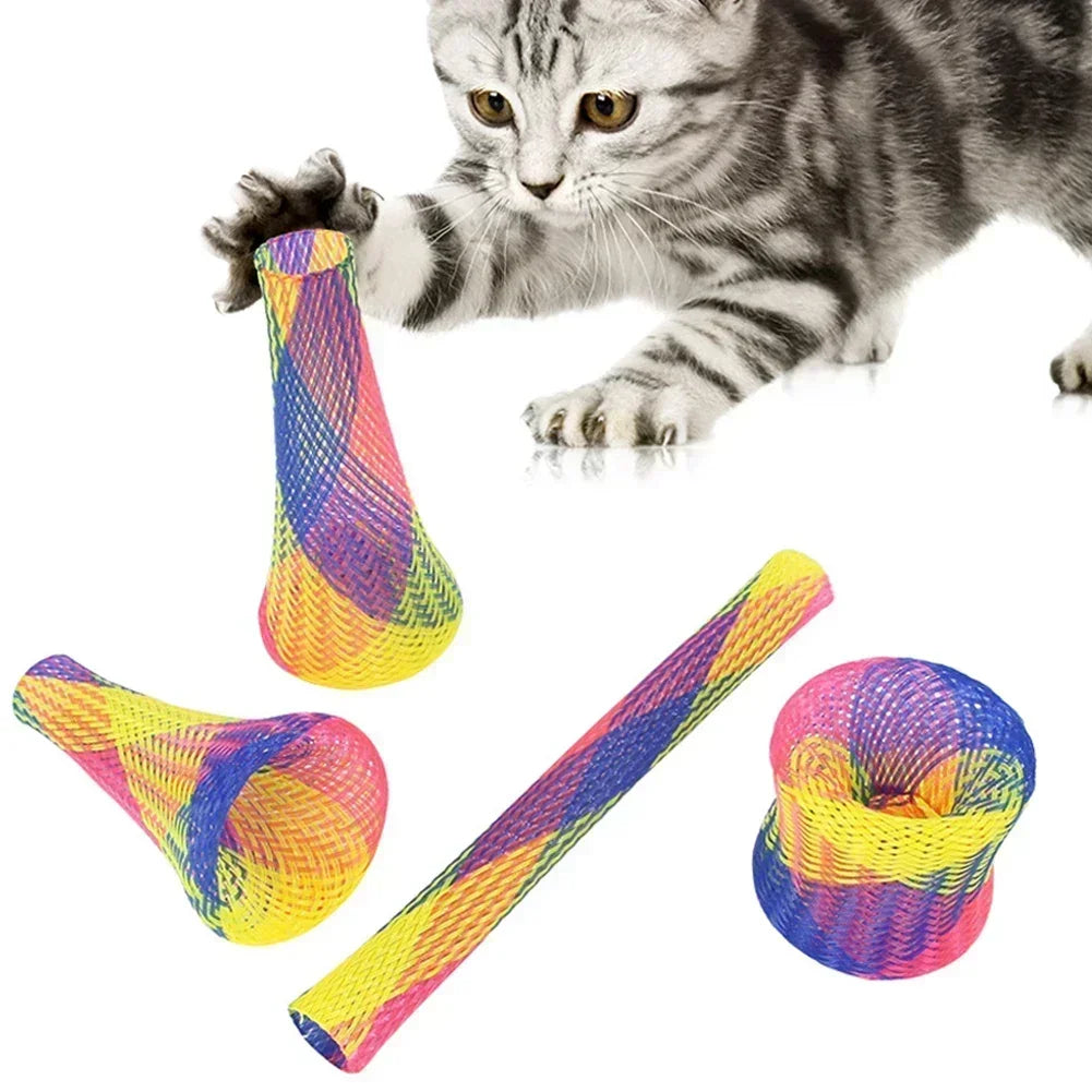 5/10pcs Cat Springs Toys Kitten Coil Spiral Pet Interactive Gauge Plastic Spring Toy Colorful Springs Cat Pet Tower Toy