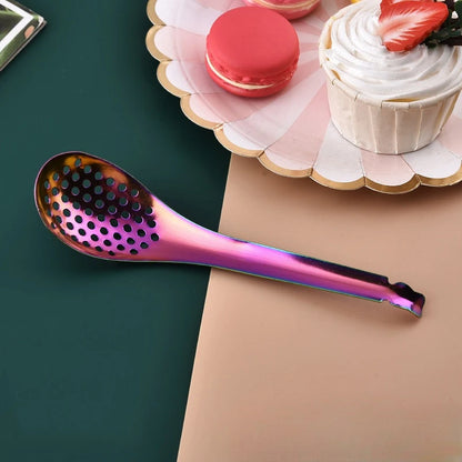 410 Stainless Steel Kitchen Spoon With Holes Cuisine Caviar Builder Roe Sauce Strainer Spoon Durable Kitchen Cooking Gadgets
