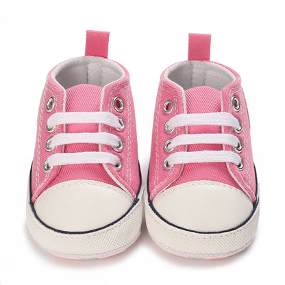 Cute and classic pink themed casual flat shoes for baby girls, soft and comfortable baby walking shoes for 0-18 months