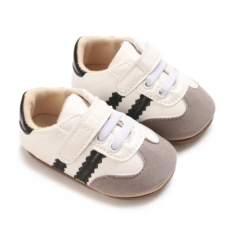 Infant Pre-Walker Shoes Baby Shoes 0-1Year Striped Casual Sports Shoes Rubber Sole for Boys Girls Spring Autumn
