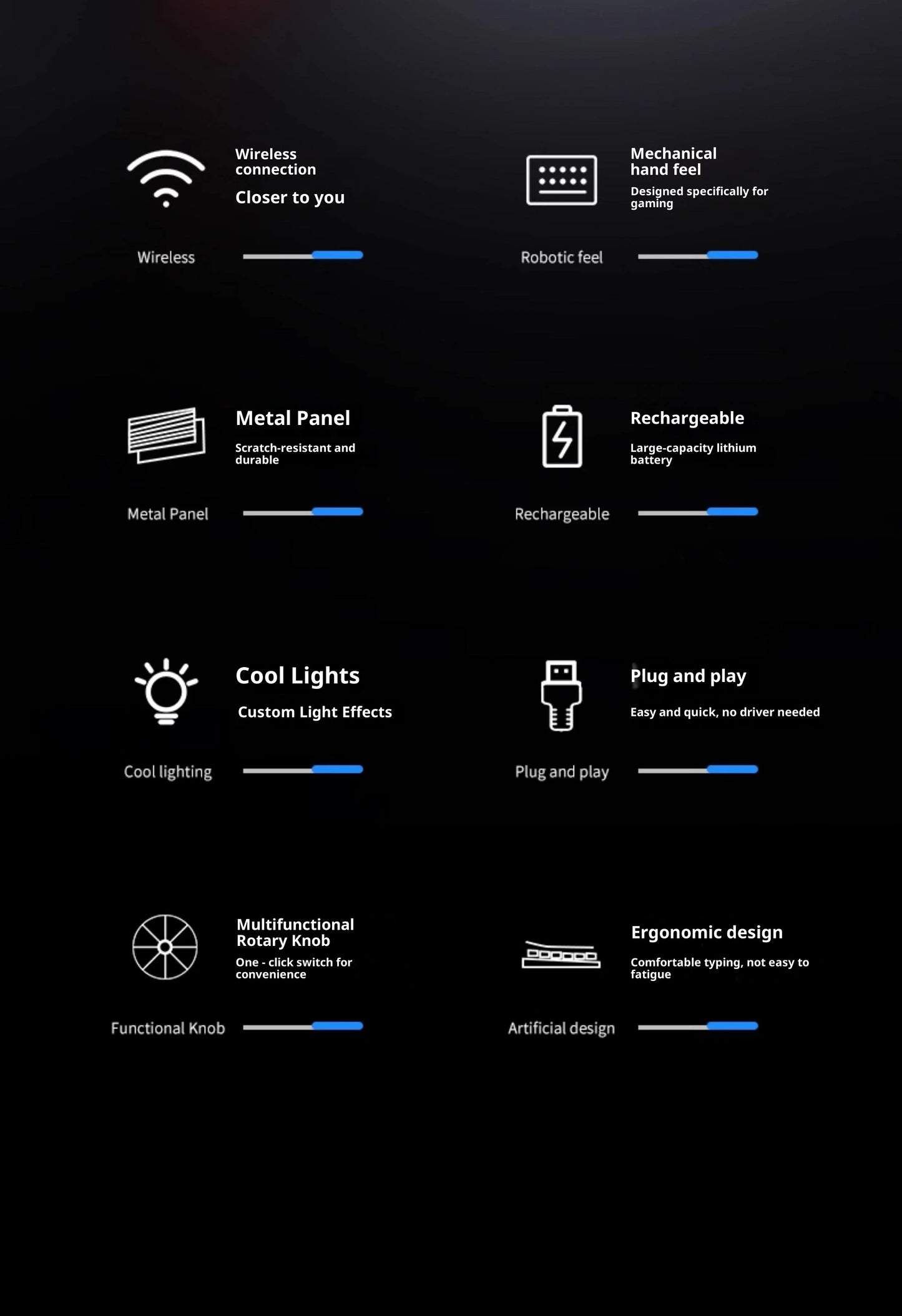 Qianxingzhe Wireless Keyboard Mouse Set Mechanical Feel Rechargeable Rgb Backlit Wrist Rest Multifunctional Knob Gaming For Pc