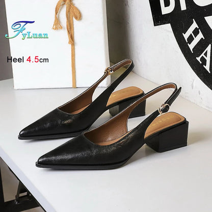 New Product Medium Heel Women Single Shoes Pointed Toe Shallow Mouth Ladies Pumps Coarse Heels Comfortable Work High Heels Shoes
