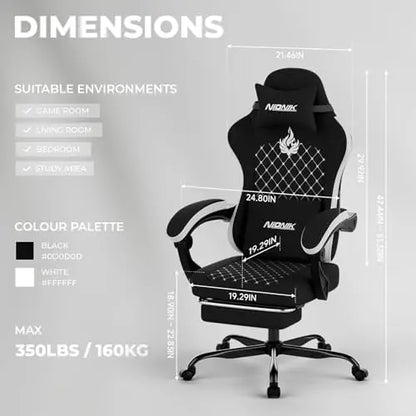 （Local US Inventory）Gaming Chair with Massage,Ergonomic PC Gaming Chair Computer Chairs with Footrest Comfortable rest and Lumba