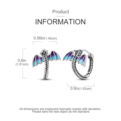925 Sterling Silver Purple Baby Dragon Flying Dragon Cub Pendant Charm Fit Original Charms Bracelets Women DIY Jewelry Gift