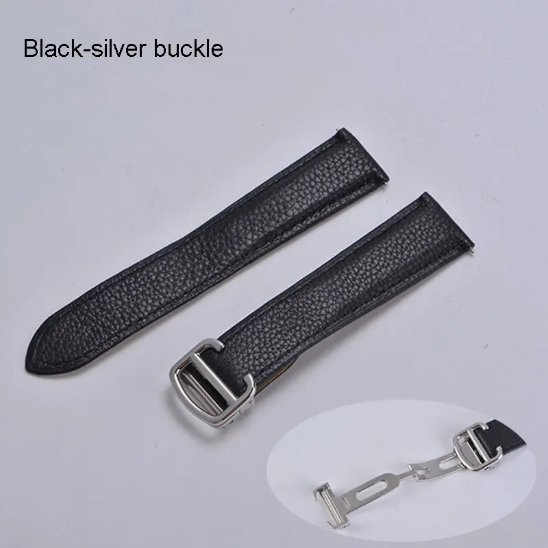 Watch strap soft cow leather for Cartie'r Tank/must/solo/santos watch band high-end quick release easy  install foldable buckle